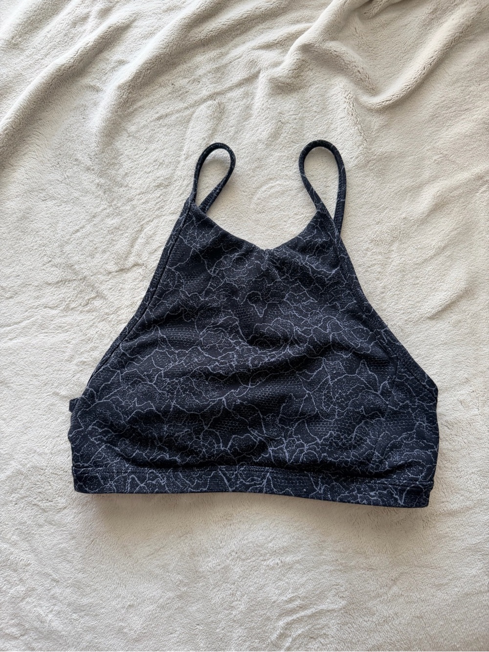 lululemon Black Floral Strappy Sports Bra